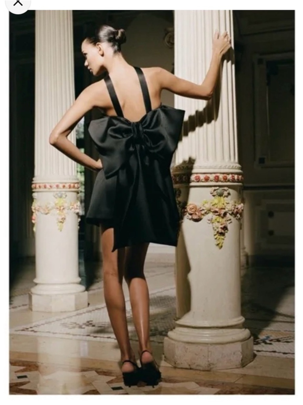 Zara Black Mini Dress with Oversized Bow Back